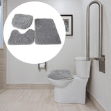 Maxbell 3x Bathroom Rug Set Bath Mat Toilet Lid Cover U Shape Rug for Bathroom Light Grey