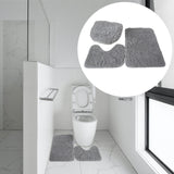 Maxbell 3x Bathroom Rug Set Bath Mat Toilet Lid Cover U Shape Rug for Bathroom Light Grey