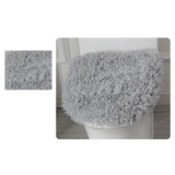 Maxbell 3x Bathroom Rug Set Bath Mat Toilet Lid Cover U Shape Rug for Bathroom Light Grey