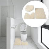 Maxbell 3x Bathroom Rug Set Bath Mat Toilet Lid Cover U Shape Rug for Bathroom Beige Yellow