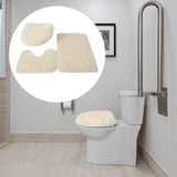 Maxbell 3x Bathroom Rug Set Bath Mat Toilet Lid Cover U Shape Rug for Bathroom Beige Yellow