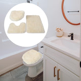 Maxbell 3x Bathroom Rug Set Bath Mat Toilet Lid Cover U Shape Rug for Bathroom Beige Yellow