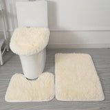 Maxbell 3x Bathroom Rug Set Bath Mat Toilet Lid Cover U Shape Rug for Bathroom Beige Yellow