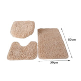 Maxbell 3x Bathroom Rug Set Bath Mat Toilet Lid Cover U Shape Rug for Bathroom Light Brown