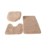 Maxbell 3x Bathroom Rug Set Bath Mat Toilet Lid Cover U Shape Rug for Bathroom Light Brown