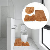 Maxbell 3x Bathroom Rug Set Bath Mat Toilet Lid Cover U Shape Rug for Bathroom Khaki