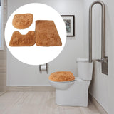 Maxbell 3x Bathroom Rug Set Bath Mat Toilet Lid Cover U Shape Rug for Bathroom Khaki