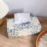 Maxbell Tissue Box Cover Dispenser Tissue Case Facial Tissue Holder for Kitchen Blue