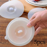 Maxbell 5 Pieces cup Lids Reusable Seal for Travel Family Glass Cups M