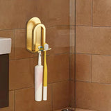 Maxbell Aluminum Toothbrush Holder Storage Rack Wall No Drilling Install Rustpoof Aureate