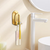 Maxbell Aluminum Toothbrush Holder Storage Rack Wall No Drilling Install Rustpoof Aureate
