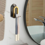 Maxbell Aluminum Toothbrush Holder Storage Rack Wall No Drilling Install Rustpoof Black Aureate
