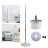 Maxbell Self Wring Rotation Floor Mop with Bucket for Hardwood Laminate Apartment 4 Microfiber Rag