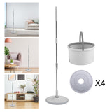 Maxbell Self Wring Rotation Floor Mop with Bucket for Hardwood Laminate Apartment 4 Microfiber Rag