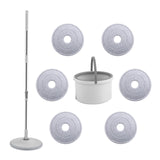 Maxbell Self Wring Rotation Floor Mop with Bucket for Hardwood Laminate Apartment 6 Microfiber Rag