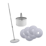 Maxbell Self Wring Rotation Floor Mop with Bucket for Hardwood Laminate Apartment 6 Microfiber Rag