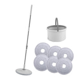 Maxbell Self Wring Rotation Floor Mop with Bucket for Hardwood Laminate Apartment 6 Microfiber Rag