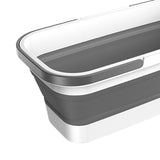 Maxbell Collapsible Bucket with Double Handle Space Saving for House Cleaning Garden Gray with white