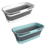 Maxbell Collapsible Bucket with Double Handle Space Saving for House Cleaning Garden Gray with white
