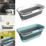 Maxbell Collapsible Bucket with Double Handle Space Saving for House Cleaning Garden Gray with white
