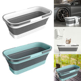 Maxbell Collapsible Bucket with Double Handle Space Saving for House Cleaning Garden Gray with white
