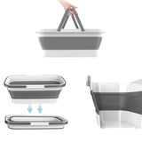 Maxbell Collapsible Bucket with Double Handle Space Saving for House Cleaning Garden Gray with white