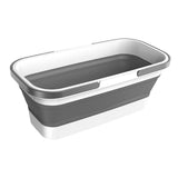 Maxbell Collapsible Bucket with Double Handle Space Saving for House Cleaning Garden Gray with white