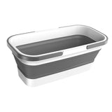 Maxbell Collapsible Bucket with Double Handle Space Saving for House Cleaning Garden Gray with white