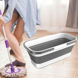 Maxbell Collapsible Bucket with Double Handle Space Saving for House Cleaning Garden Gray with white