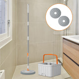 Maxbell Rotatable Round Flat Floor Mop Bucket Set Floor Cleaning System with 2 Pads