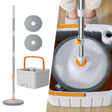 Maxbell Rotatable Round Flat Floor Mop Bucket Set Floor Cleaning System with 2 Pads