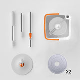 Maxbell Rotatable Round Flat Floor Mop Bucket Set Floor Cleaning System with 2 Pads