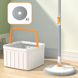 Maxbell Rotatable Round Flat Floor Mop Bucket Set Floor Cleaning System with 2 Pads