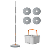 Maxbell Rotatable Round Flat Floor Mop Bucket Set Floor Cleaning System with 4 Pads
