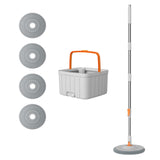 Maxbell Rotatable Round Flat Floor Mop Bucket Set Floor Cleaning System with 4 Pads