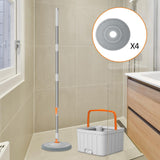Maxbell Rotatable Round Flat Floor Mop Bucket Set Floor Cleaning System with 4 Pads