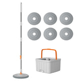 Maxbell Rotatable Round Flat Floor Mop Bucket Set Floor Cleaning System with 6 Pads