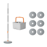 Maxbell Rotatable Round Flat Floor Mop Bucket Set Floor Cleaning System with 6 Pads