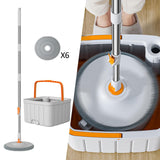 Maxbell Rotatable Round Flat Floor Mop Bucket Set Floor Cleaning System with 6 Pads