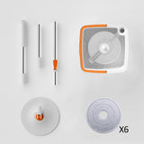 Maxbell Rotatable Round Flat Floor Mop Bucket Set Floor Cleaning System with 6 Pads