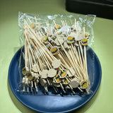 Maxbell 100Pcs Disposable Fruit Forks Sticks Hamburger Pattern for Dessert Festival