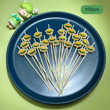Maxbell 100Pcs Disposable Fruit Forks Sticks Hamburger Pattern for Dessert Festival