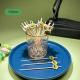 Maxbell 100Pcs Disposable Fruit Forks Sticks Hamburger Pattern for Dessert Festival