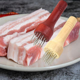 Maxbell Professional Meat Tenderizer with Wooden Handle for Marinade Turkey Beef White