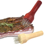 Maxbell Professional Meat Tenderizer with Wooden Handle for Marinade Turkey Beef White