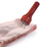 Maxbell Professional Meat Tenderizer with Wooden Handle for Marinade Turkey Beef Red