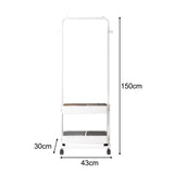 Maxbell Clothing Rack with Wheels Clothes Drying Rack for Bedroom Laundry Room White