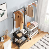 Maxbell Clothing Rack with Wheels Clothes Drying Rack for Bedroom Laundry Room White