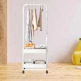 Maxbell Clothing Rack with Wheels Clothes Drying Rack for Bedroom Laundry Room White
