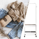 Maxbell Clothing Rack with Wheels Clothes Drying Rack for Bedroom Laundry Room White